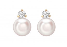 18ct Gold Pearl & Diamond Earrings 