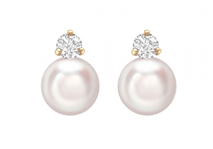18ct Gold Pearl & Diamond Earrings 
