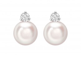 18ct White Gold Pearl & Diamond Earrings 