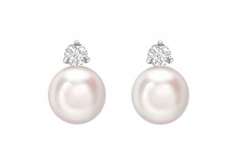 18ct White Gold, Pearl & Diamond Earrings 