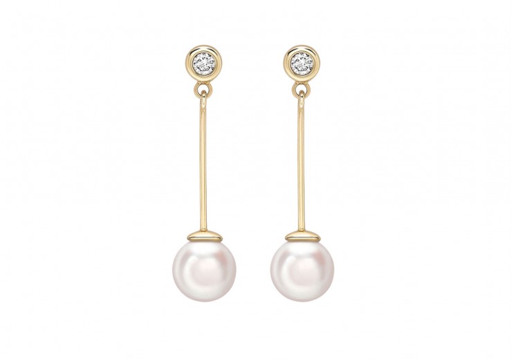 18ct Gold, Pearl & Diamond Earrings 