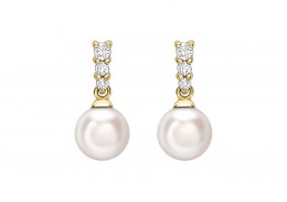 18ct Gold, Pearl & Diamond Earrings 