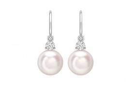 18ct White Gold Pearl & Diamond Earrings 