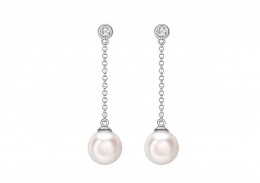 18ct White Gold Pearl & Diamond Earrings 