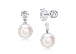 18ct White Gold Pearl & Diamond Earrings 