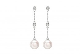 18ct White Gold Pearl & Diamond Earrings 