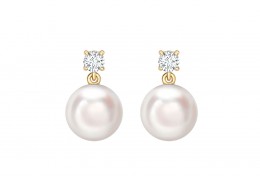 18ct Gold, Pearl & Diamond Earrings 