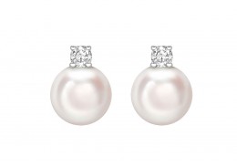 18ct White Gold Pearl & Diamond Earrings 