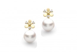 18ct Gold, Pearl & Diamond Earrings 