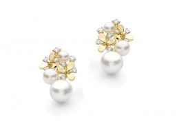 18ct Gold, Pearl & Diamond Earrings 