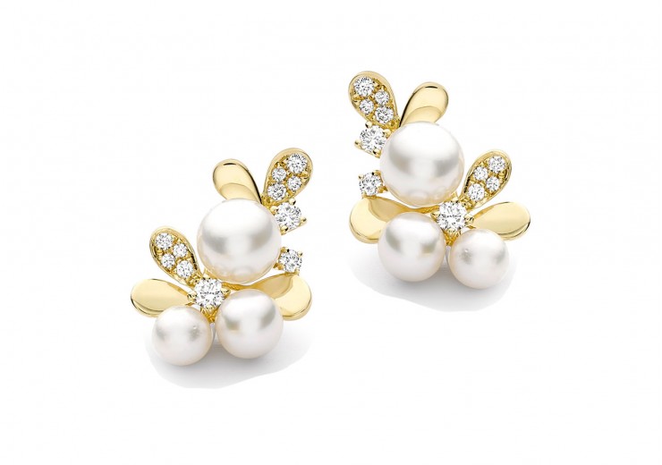 18ct Gold, Pearl & Diamond Earrings
