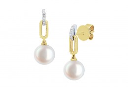 18ct Gold, Pearl & Diamond Earrings 