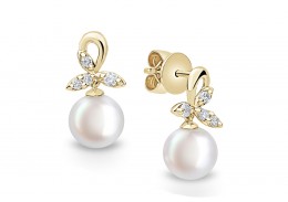 18ct Gold, Pearl & Diamond Earrings 