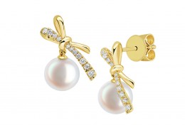 18ct Gold, Pearl & Diamond Earrings 