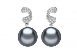 18ct White Gold Pearl & Diamond Earrings 