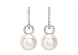 18ct White Gold, Pearl & Diamond Earrings 