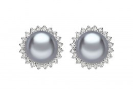 18ct White Gold Pearl & Diamond Earrings 