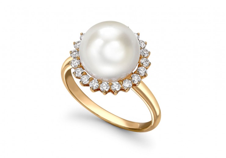 18ct Gold, Pearl & Diamond Ring 