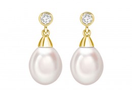 18ct Gold Pearl & Diamond Earrings 