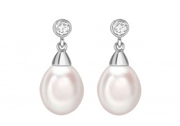 18ct White Gold Pearl & Diamond Earrings 