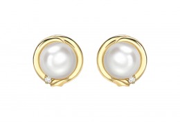 9ct Gold Pearl & Diamond Earrings 