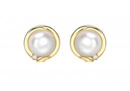 9ct Gold Pearl & Diamond Earrings 