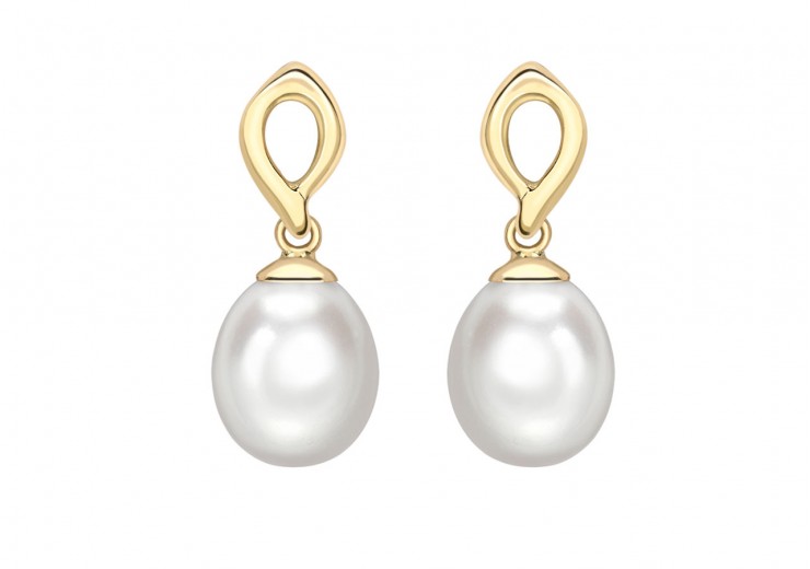 9ct Gold Pearl Drop Earrings 