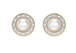 9ct Gold Pearl & Diamond Earrings 