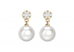 9ct Gold Pearl & Diamond Earrings 