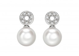 9ct White Gold Pearl & Diamond Earrings 