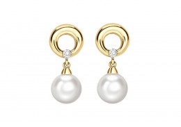 9ct Gold Pearl & Diamond Earrings 