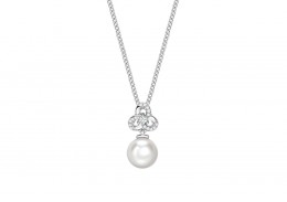 9ct White Gold Pearl & Diamond Necklace 