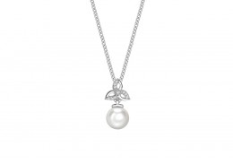 9ct White Gold Pearl & Diamond Necklace 