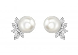 18ct White Gold Pearl & Diamond Earrings 