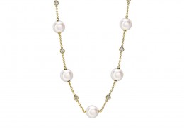 18ct Gold, Pearl & Diamond Necklace