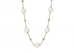 18ct Gold, Pearl & Diamond Necklace