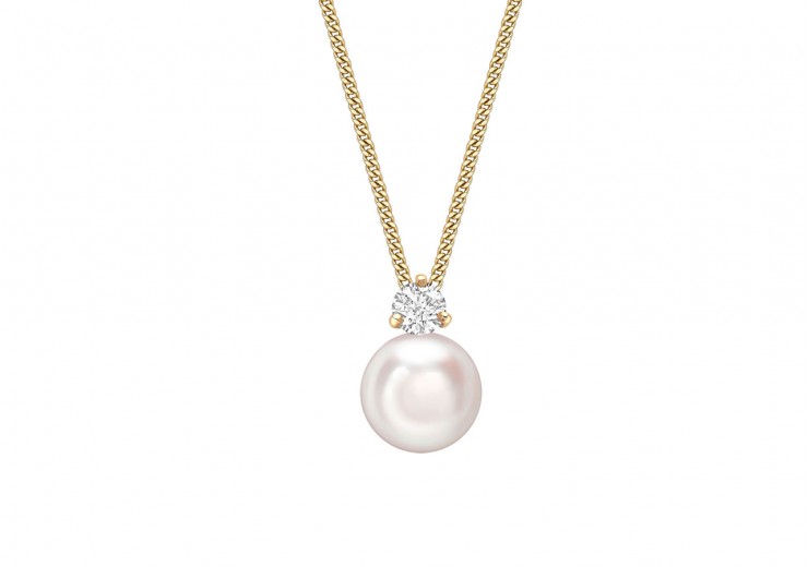 18ct Gold Pearl & Diamond Necklace