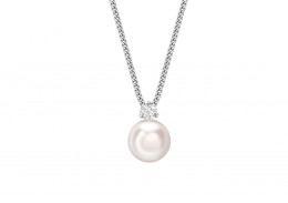 18ct White Gold Pearl & Diamond Necklace