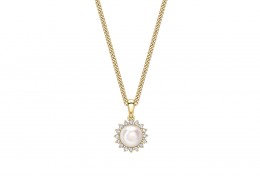 18ct Gold, Pearl & Diamond Necklace