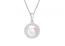 18ct White Gold Pearl & Diamond Necklace