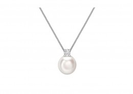 18ct White Gold Pearl & Diamond Necklace