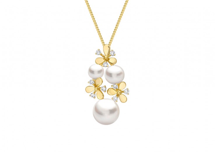 18ct Gold, Pearl & Diamond Necklace