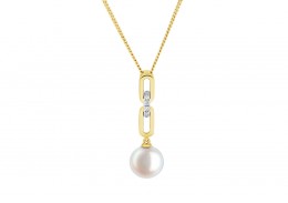 18ct Gold, Pearl & Diamond Necklace