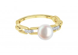 18ct Gold Pearl & Diamond Ring