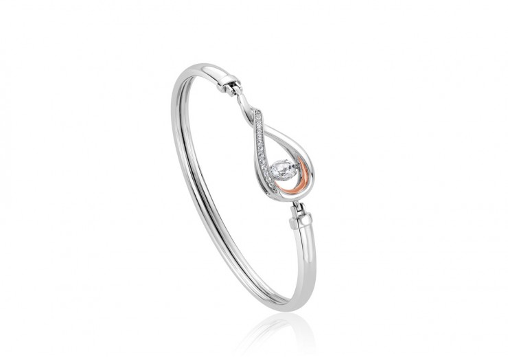 Clogau Gold Sterling Silver Eternity Dancing White Topaz Bangle