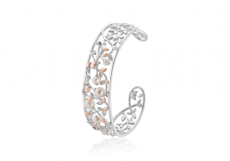 Clogau Gold Sterling Silver Lily of the Valley Pearl Bangle