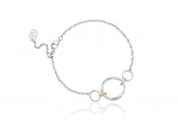 Clogau Gold Sterling Silver Ripples Triple Circle White Topaz Bracelet