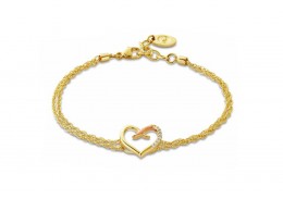 Clogau 9ct Gold Kiss Diamond Heart Bracelet