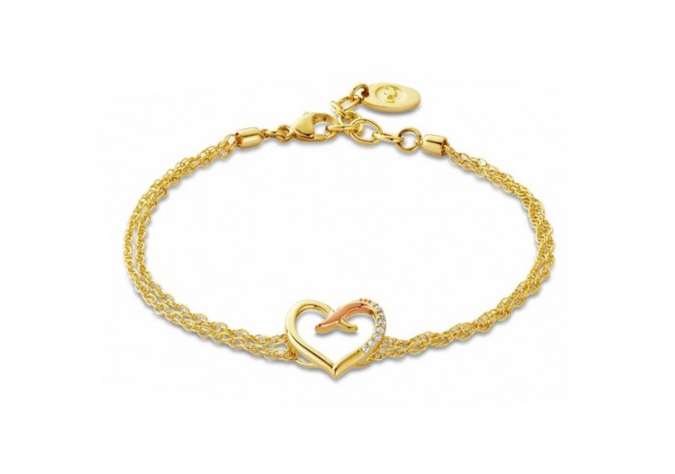 Clogau 9ct Gold Kiss Diamond Heart Bracelet