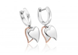 Clogau Gold Sterling Silver Cwtch Double Heart Drop Earrings